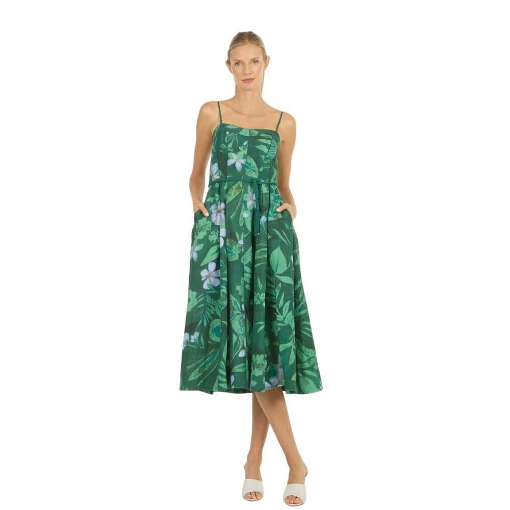NWT Wisteria Dress Super Natural by Secret Mission Green Tropical Midi Small - Picture 3 of 5